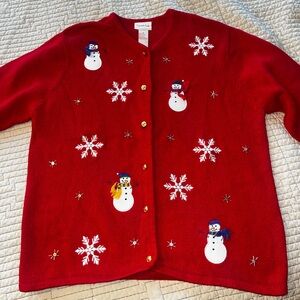 Vintage Christmas Ugly Sweater Kitschy Embellished Crystal Kobe Medium